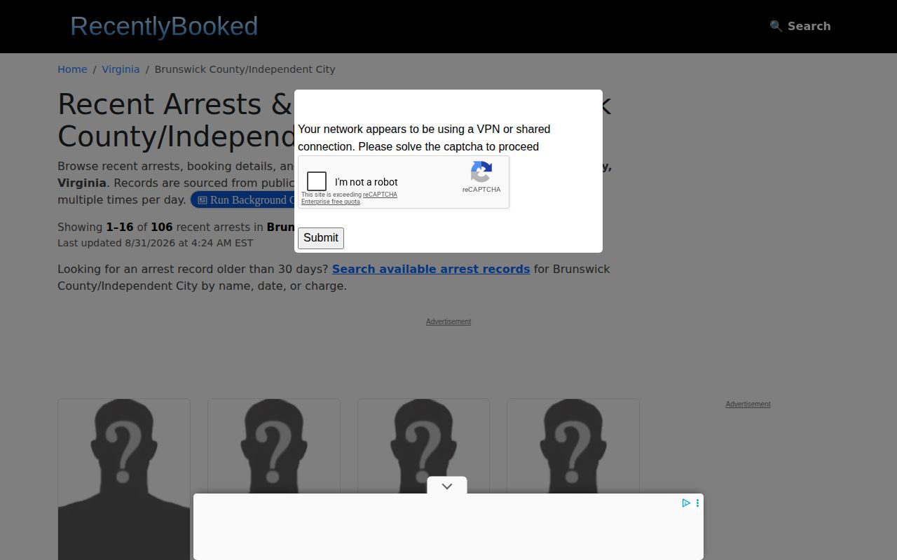 Brunswick County secondary booking-record landscape