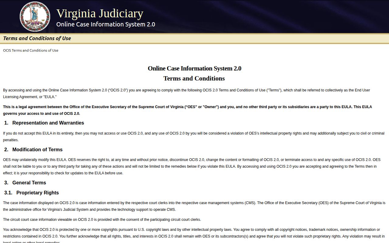 Brunswick County Virginia court case and disposition record interface